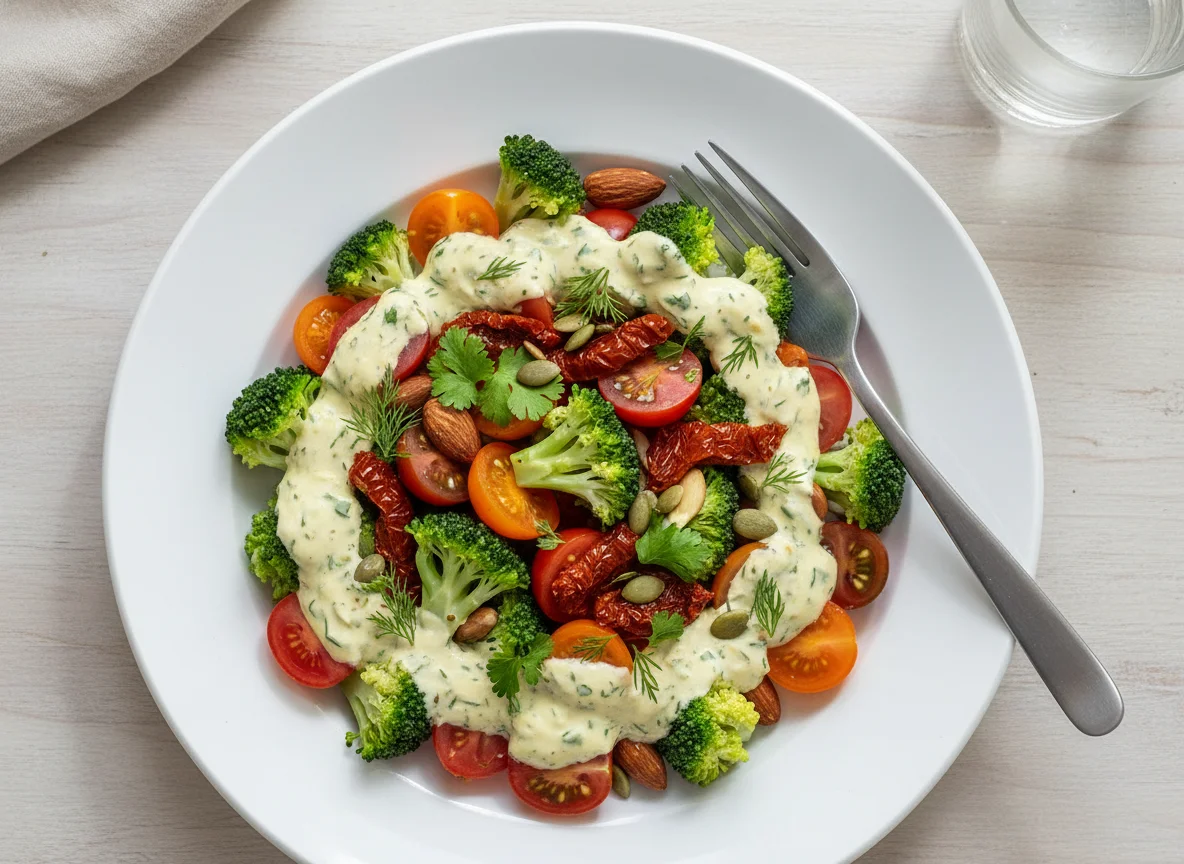 Broccoli and Tomato Salad with Dressing photo
