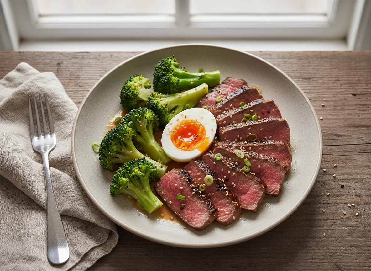 Broccoli, Beef, and Egg Meal photo