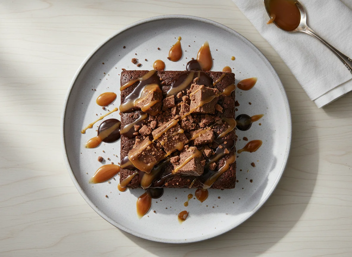 Brownie with Fudge & Caramel Sauce photo