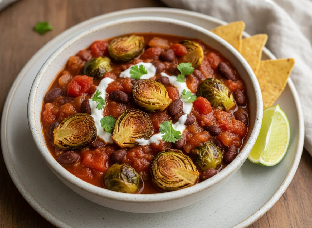 Brussels Sprouts and Black Bean Chili photo