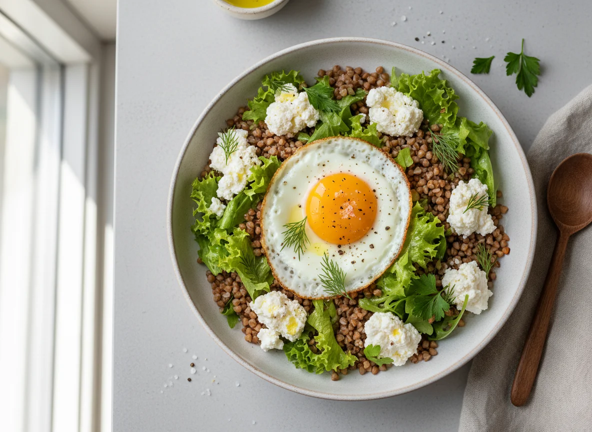Buckwheat, Egg, and Cottage Cheese Salad photo