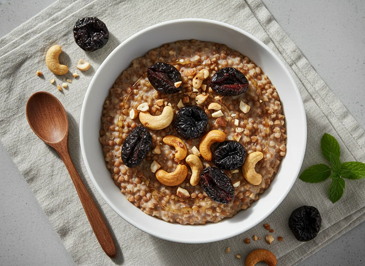 Buckwheat Porridge with Cashews and Dried Plums photo