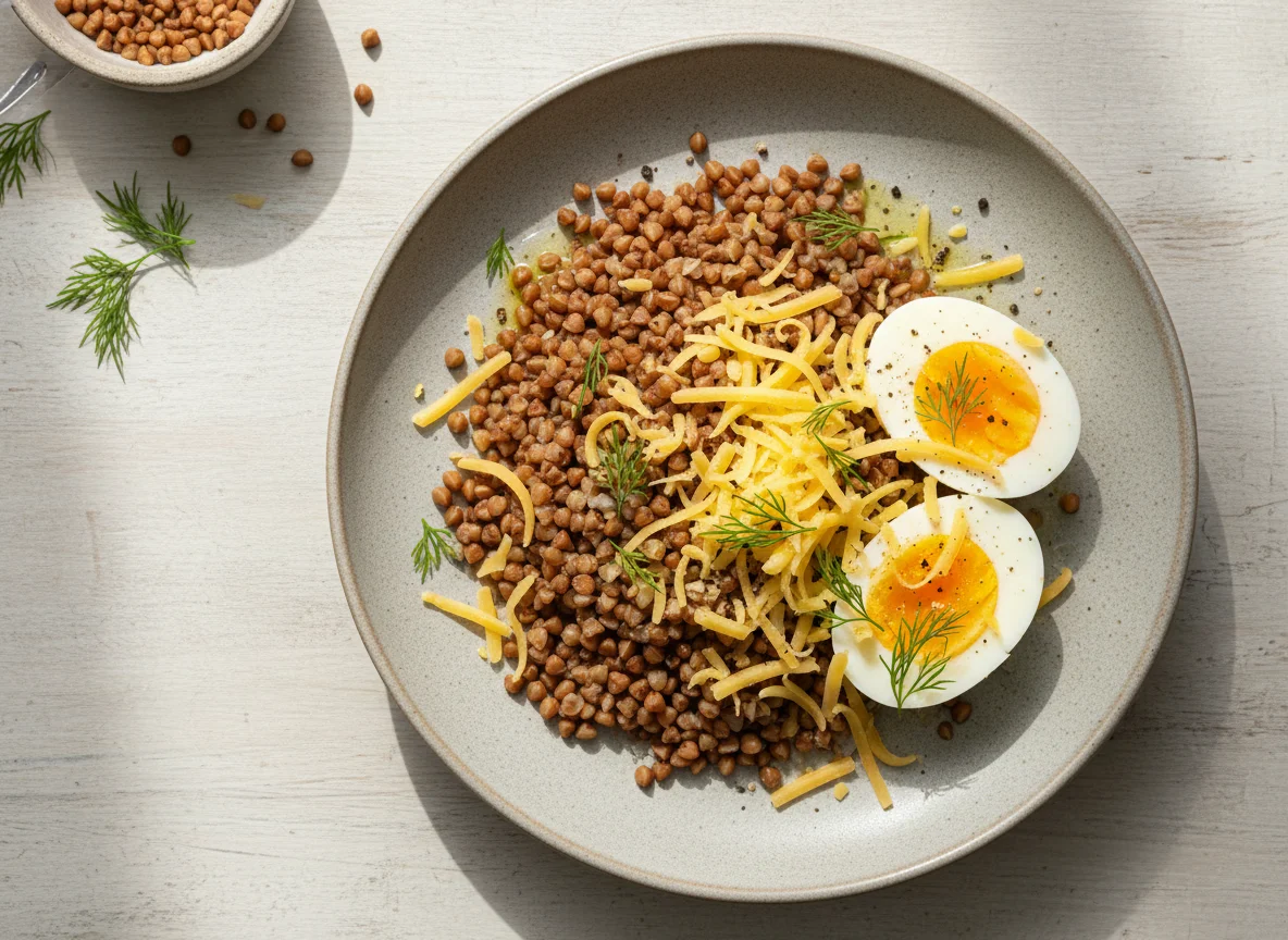 Buckwheat with Eggs and Cheese photo