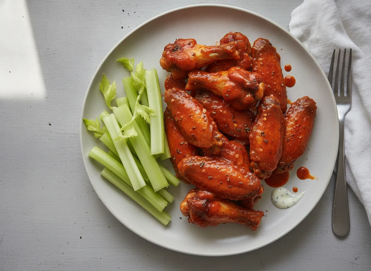 Buffalo Chicken Wings with Celery Sticks photo