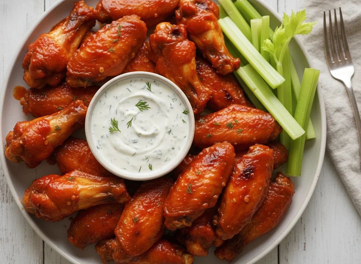 Buffalo Chicken Wings with Ranch and Celery photo