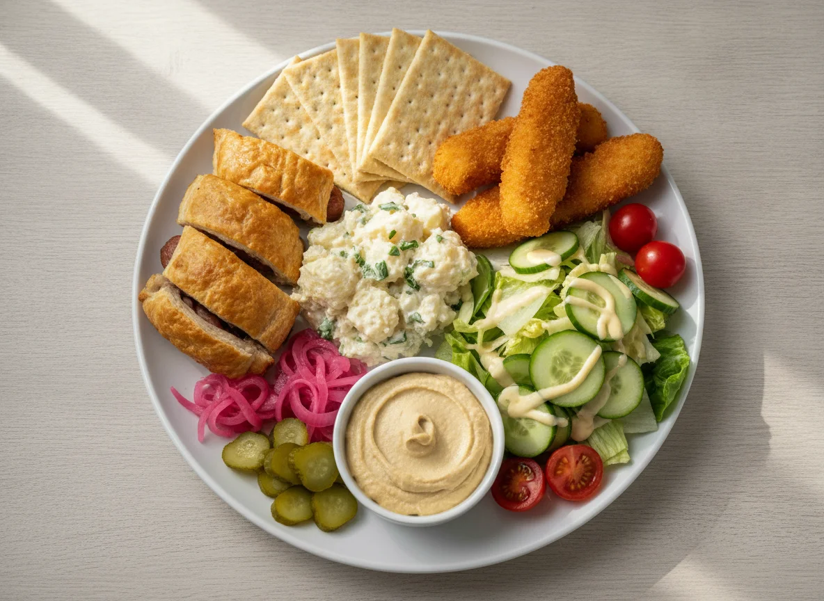 Buffet Salad Plate with Savoury Snacks photo