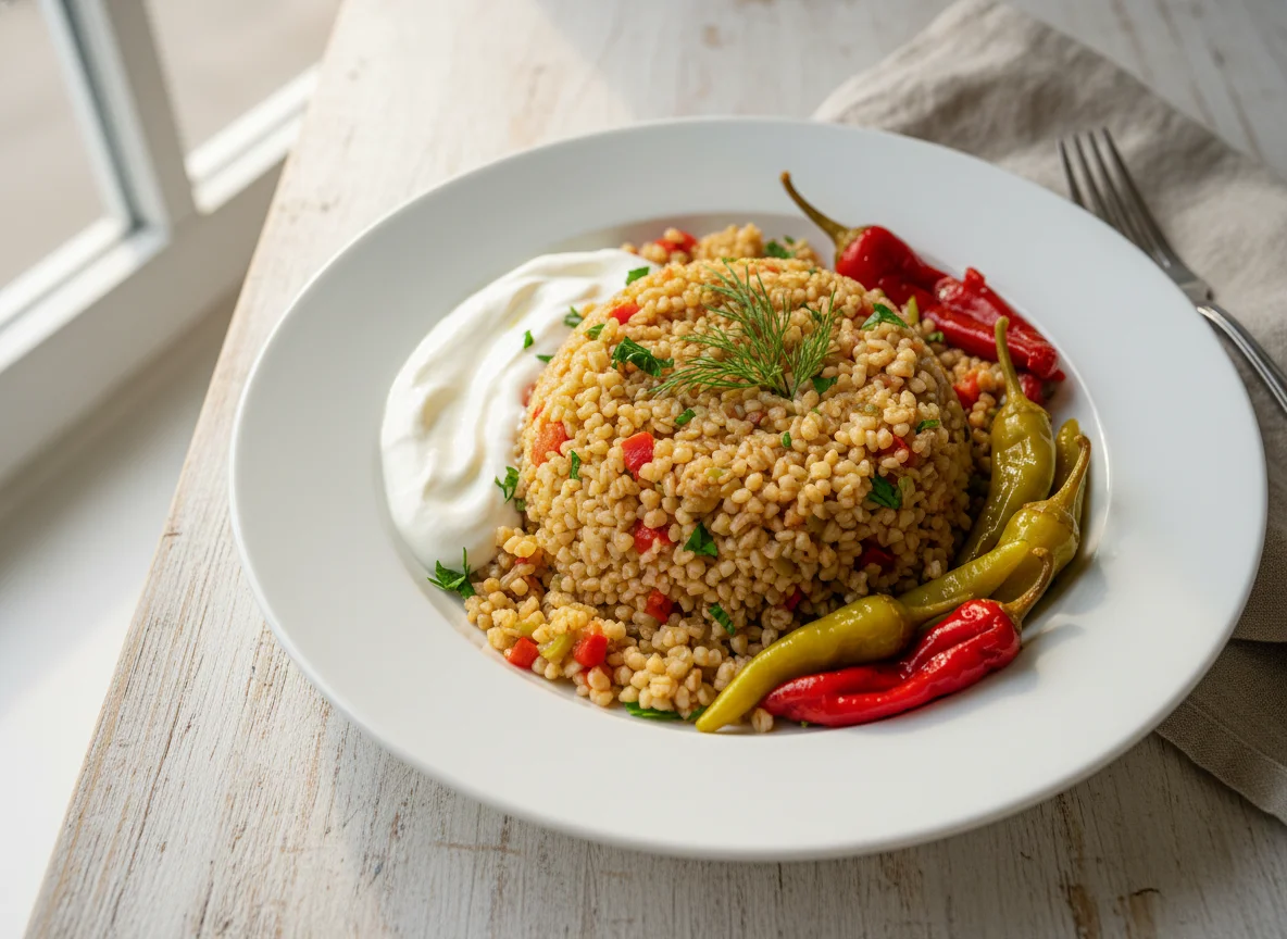 Bulgur Pilaf with Yogurt and Pickled Peppers photo