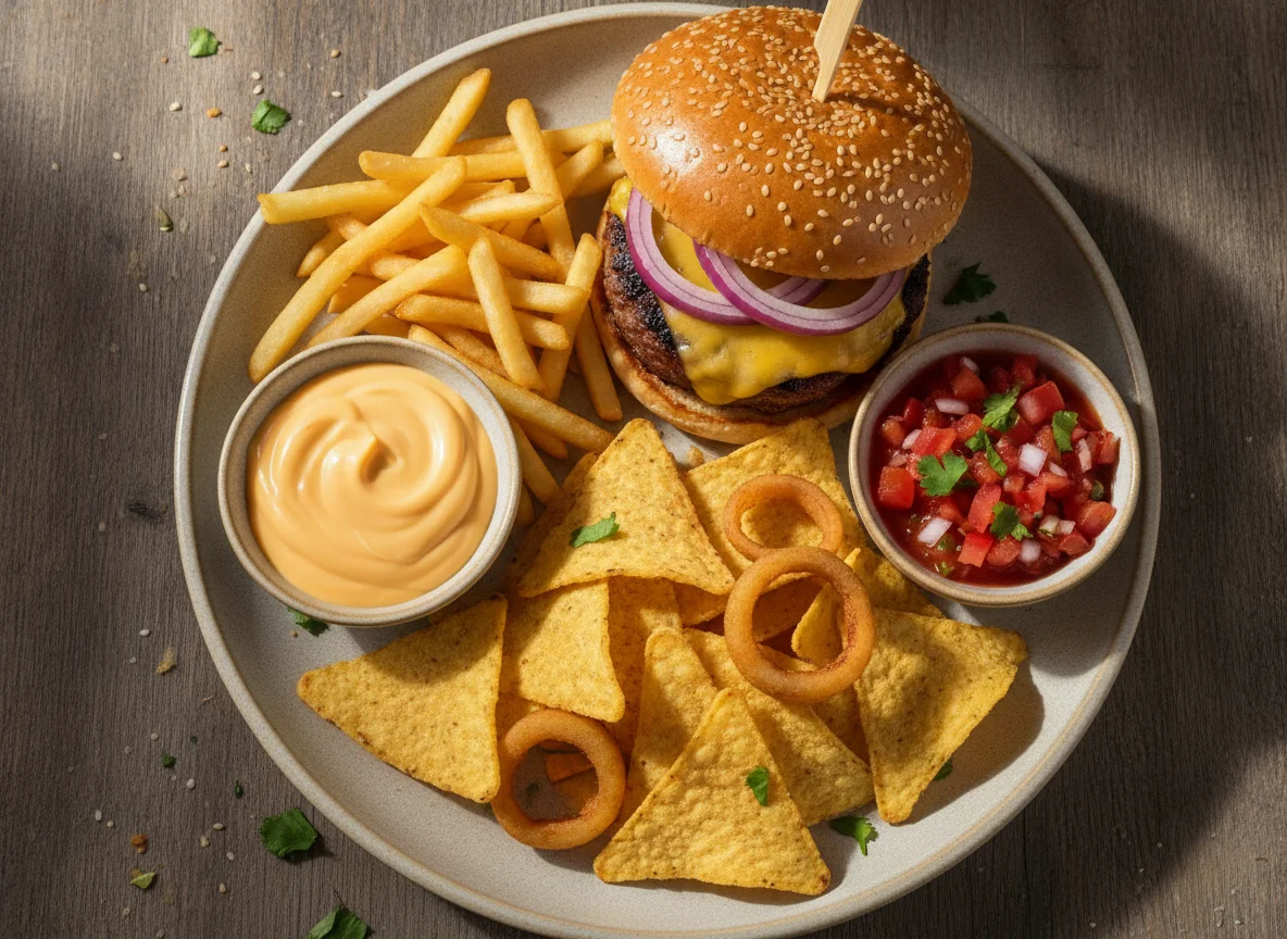 Burger and Nachos Platter photo