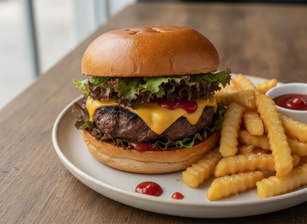 Burger with French Fries photo