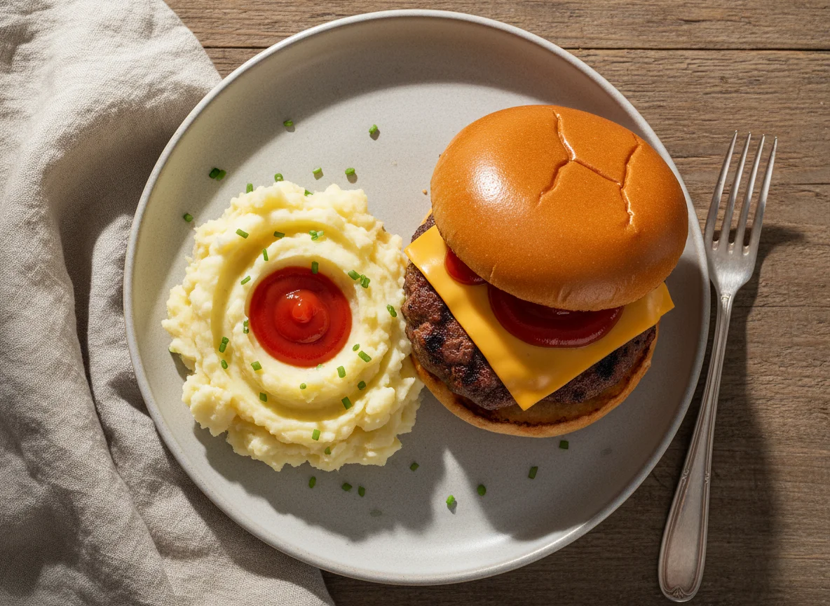 Burger with Mashed Potatoes photo