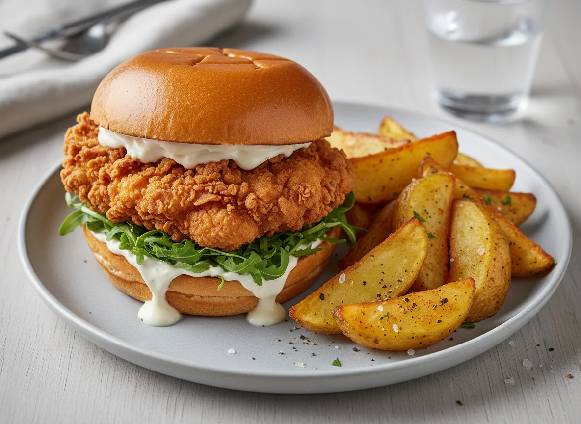 Burger with Potato Wedges photo