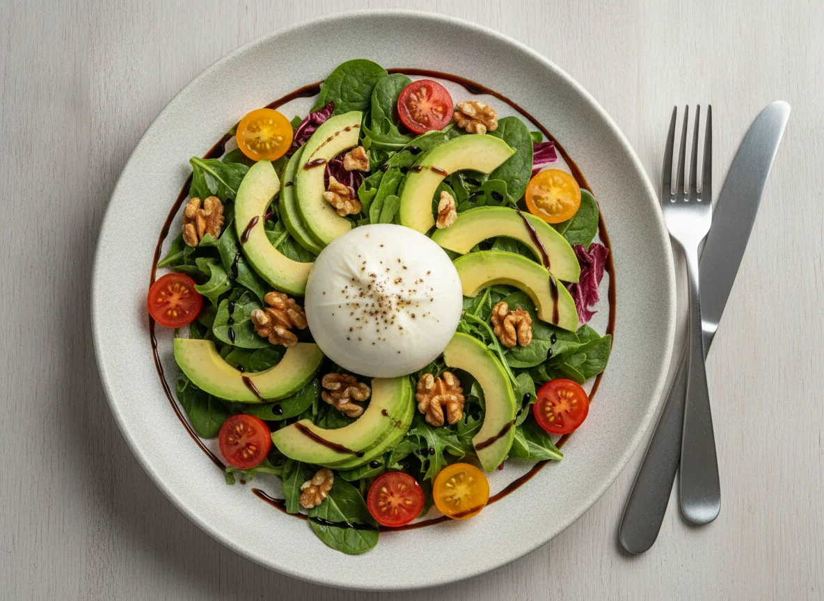 Burrata and Avocado Salad with Walnuts photo