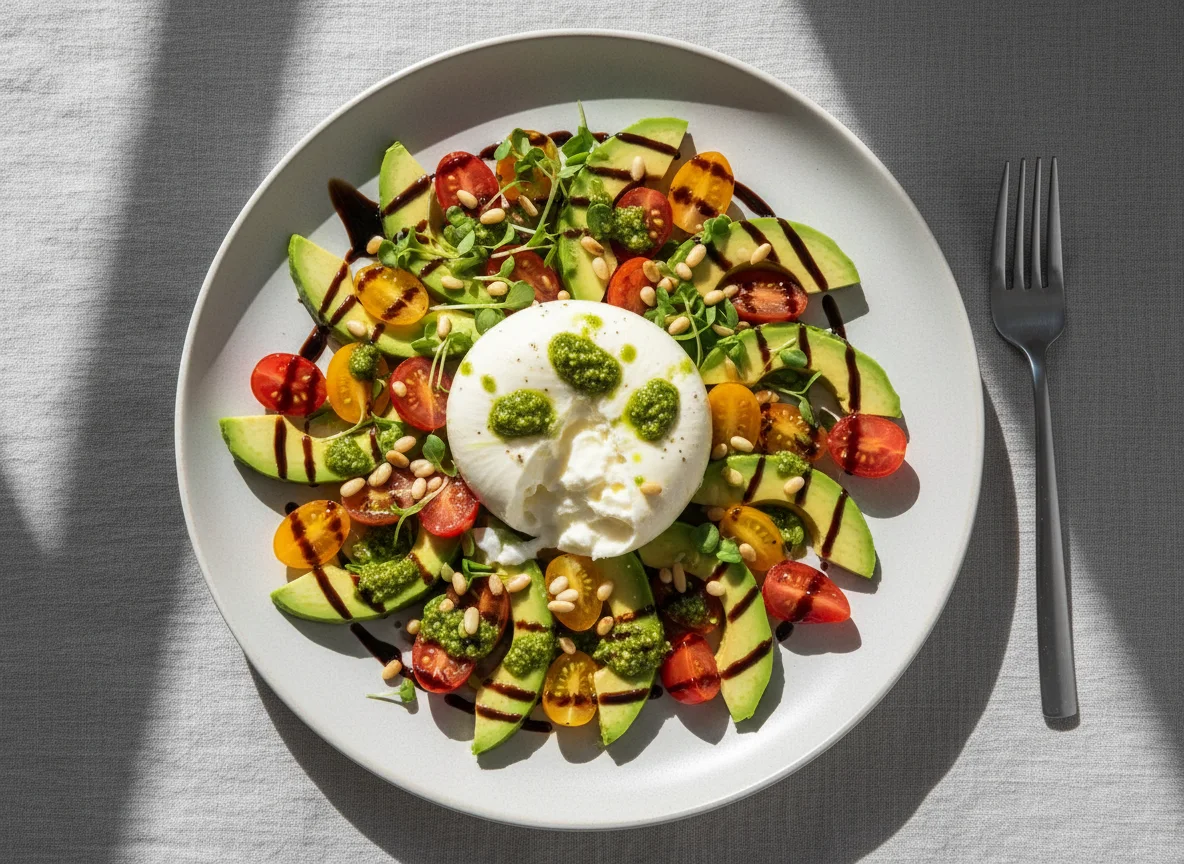 Burrata Salad with Avocado and Tomatoes photo