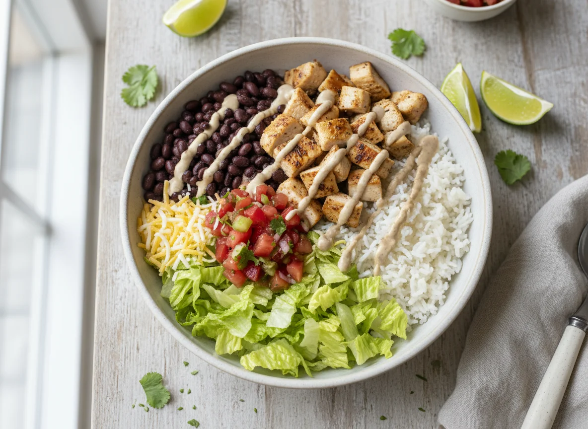 Burrito Bowl with Chicken and Lettuce photo