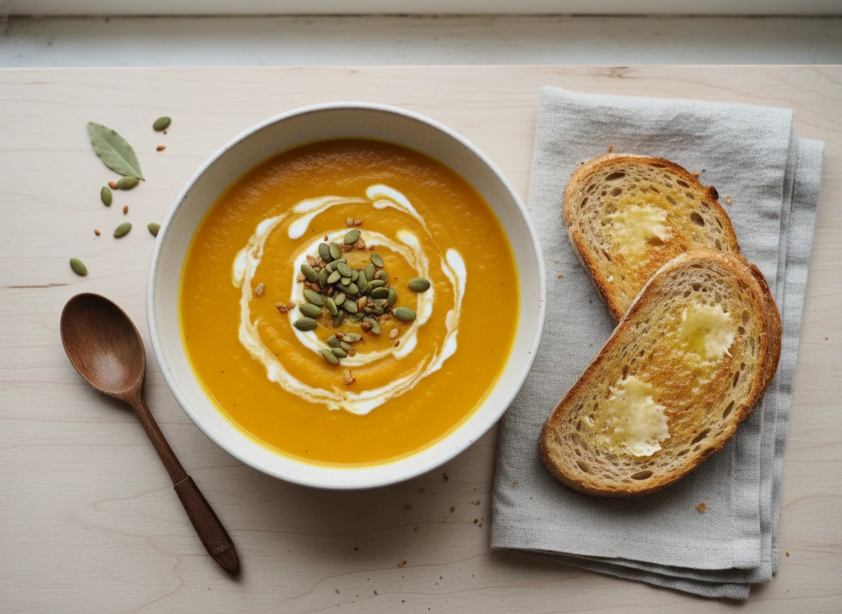 Butternut Squash Soup with Buttered Toast photo
