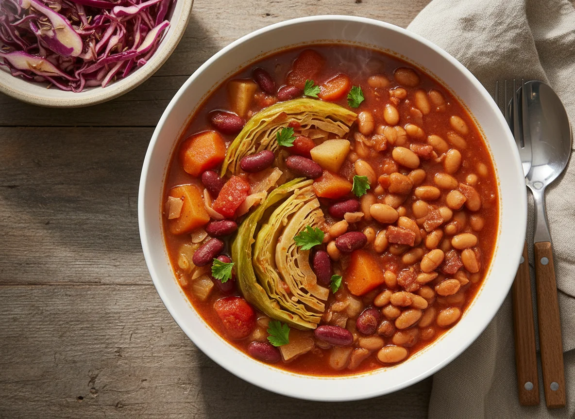 Cabbage and Bean Stew with Red Cabbage photo