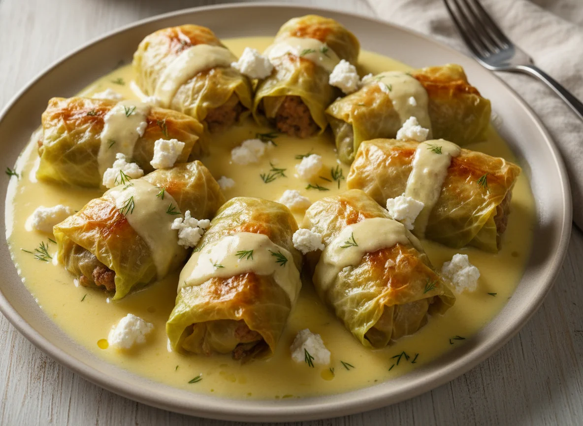 Cabbage Rolls (Lahanodolmades) with Feta Cheese photo