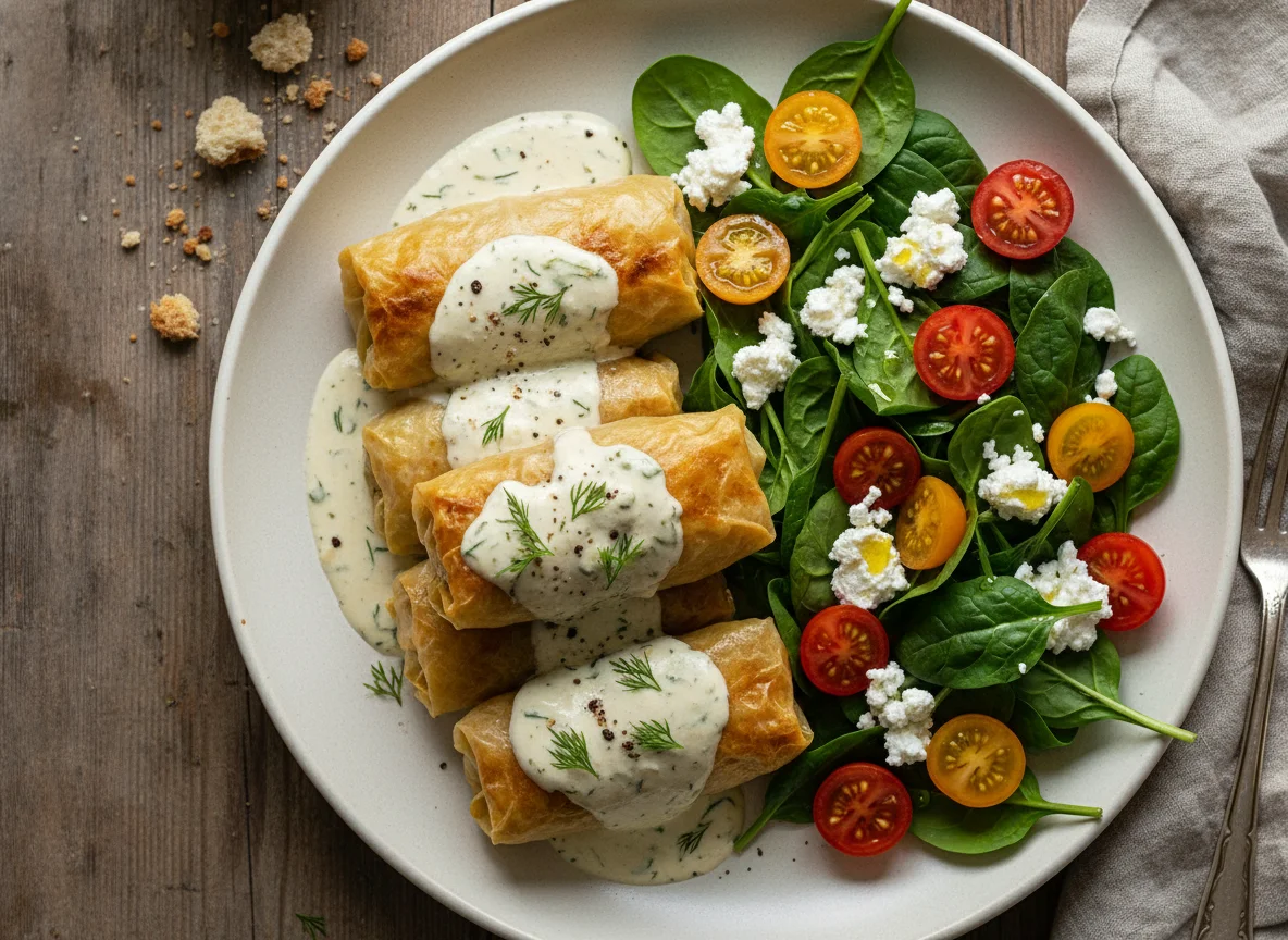 Cabbage Rolls with Salad photo