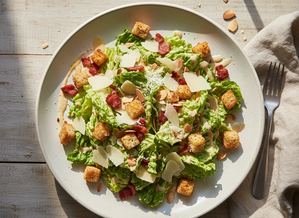 Caesar Salad with Bacon and Almonds photo