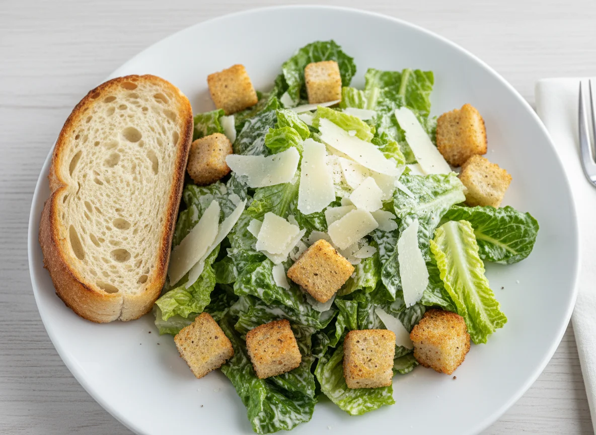 Caesar Salad with Bread photo