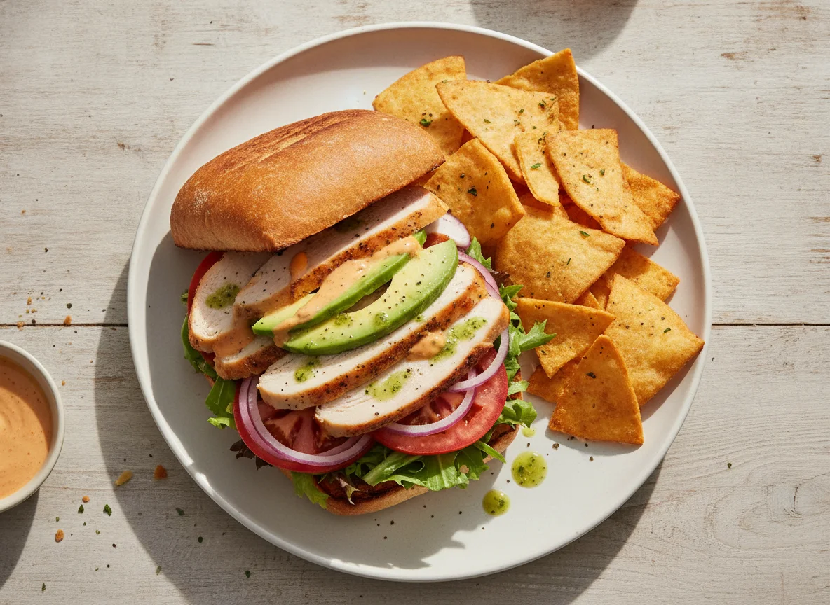 Cali Chicken Sandwich with Pita Chips photo