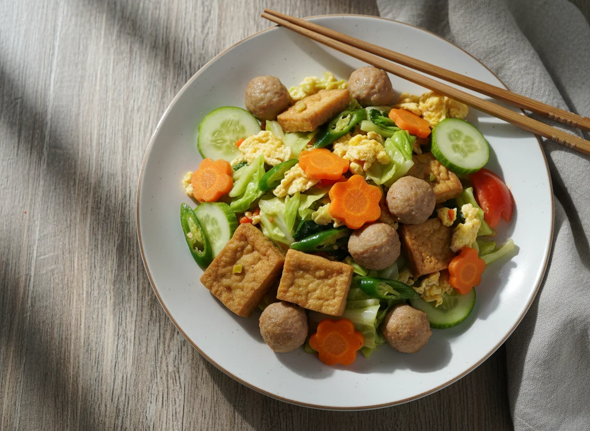 Capcay with Tofu and Meatballs photo