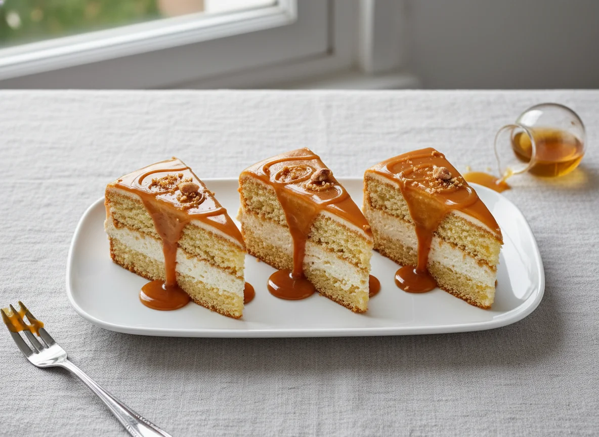 Caramel Cream Cake Slices photo