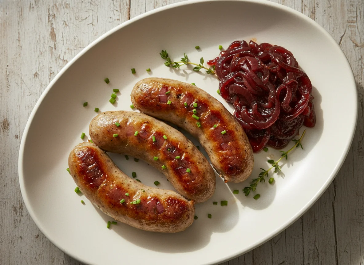 Caramelised Red Onion Pork Sausages photo
