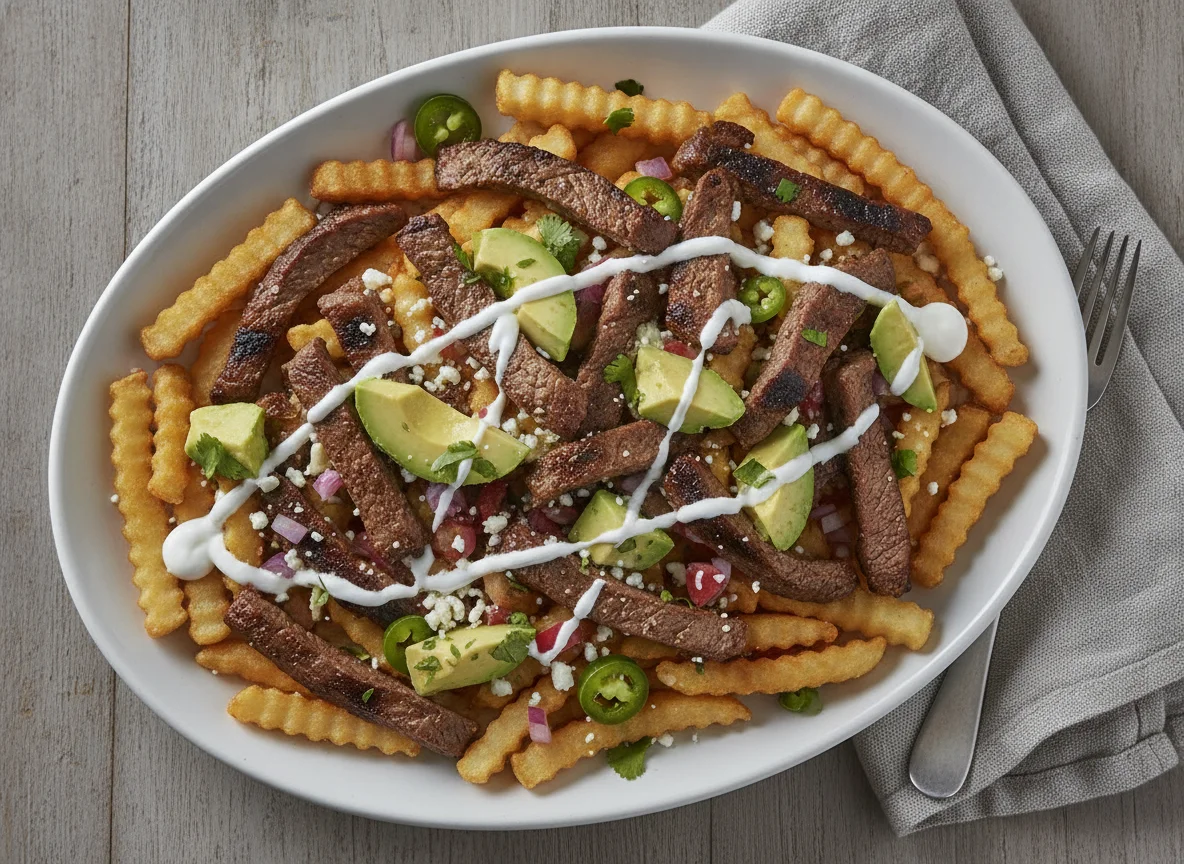 Carne Asada Fries with Avocado and Sour Cream photo