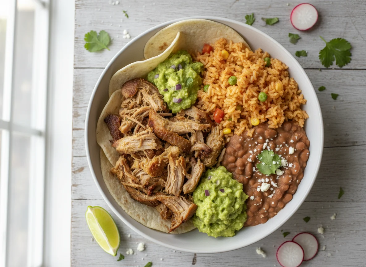 Carnitas Bowl with Rice and Beans photo