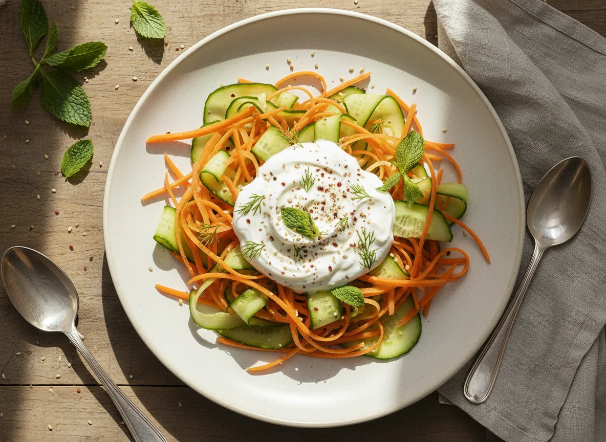Carrot and Cucumber Salad with Yogurt Dressing photo