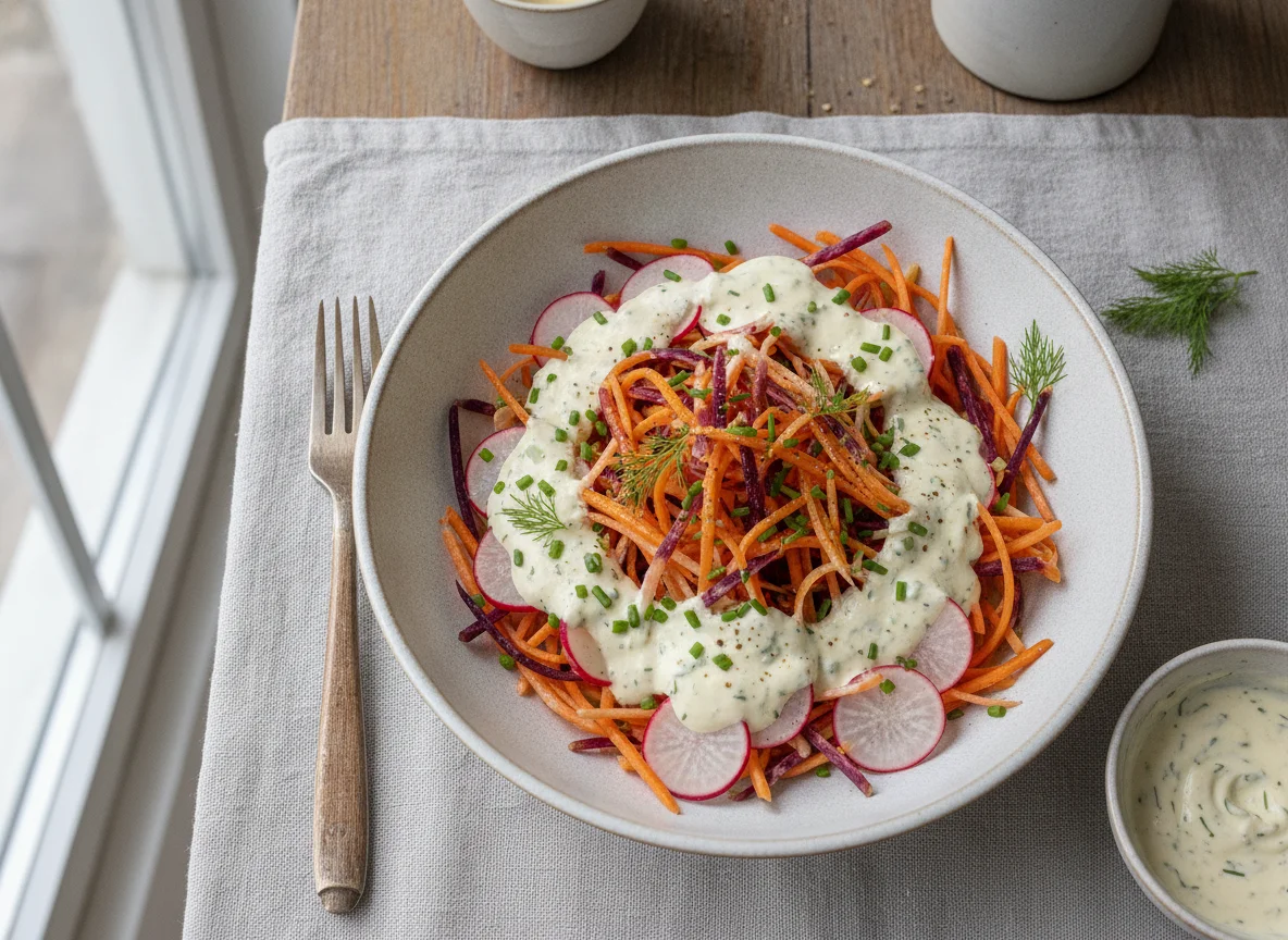 Carrot and Radish Salad with Creamy Dressing photo