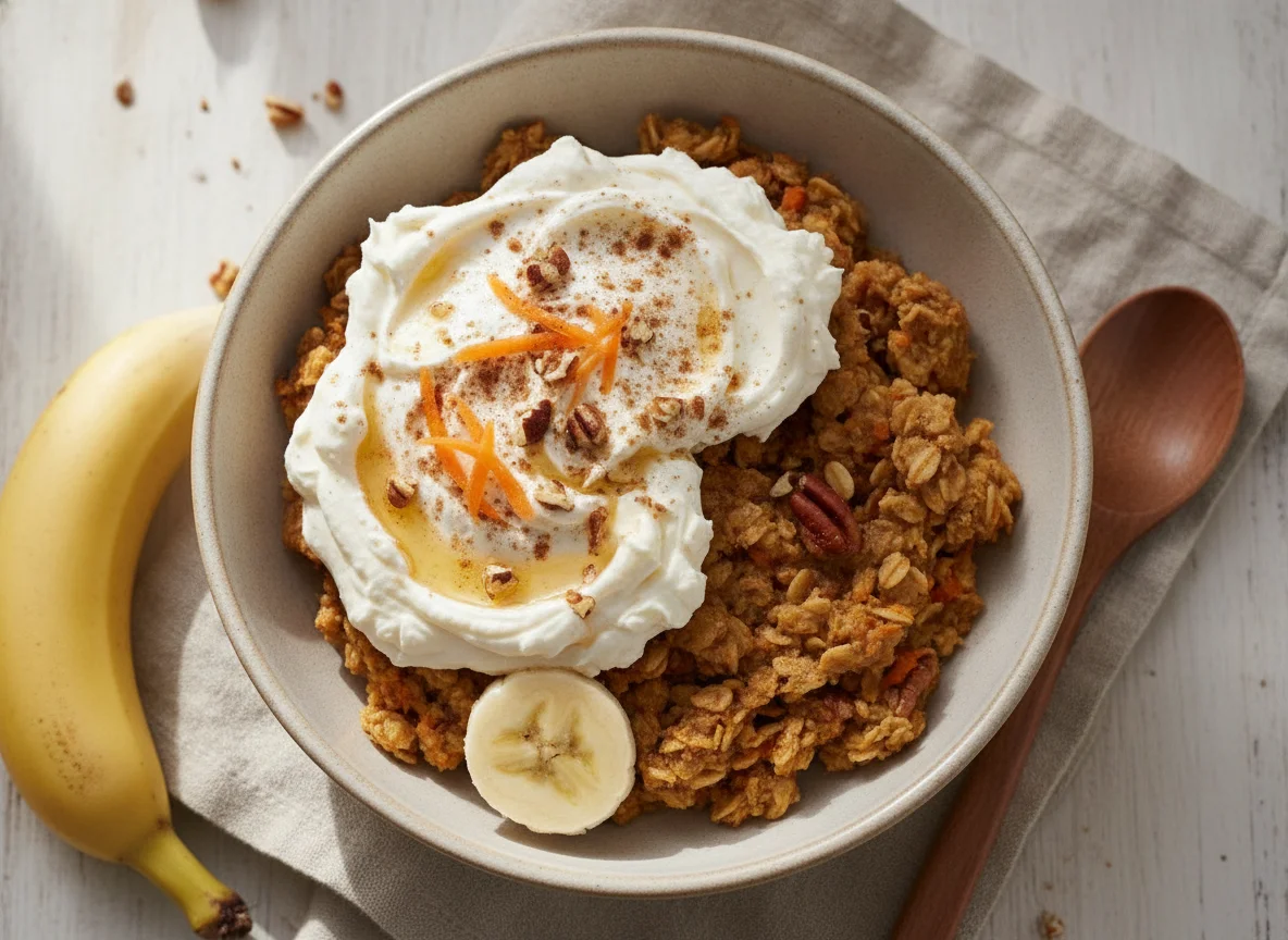 Carrot Cake Baked Oats with Cream Cheese Frosting (1 of 6 servings) photo