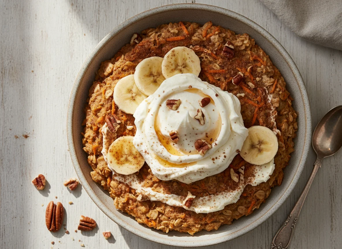 Carrot Cake Baked Oats with Cream Cheese Frosting photo