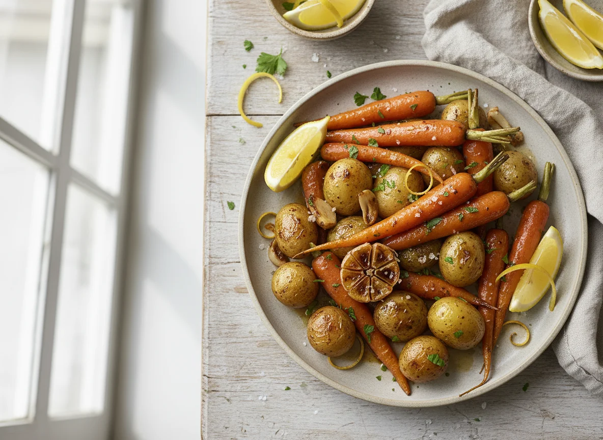 Carrots and Potatoes with Balsamic Glaze photo
