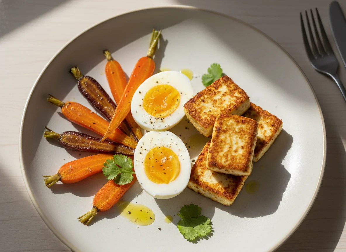 Carrots, Egg, and Paneer Plate photo
