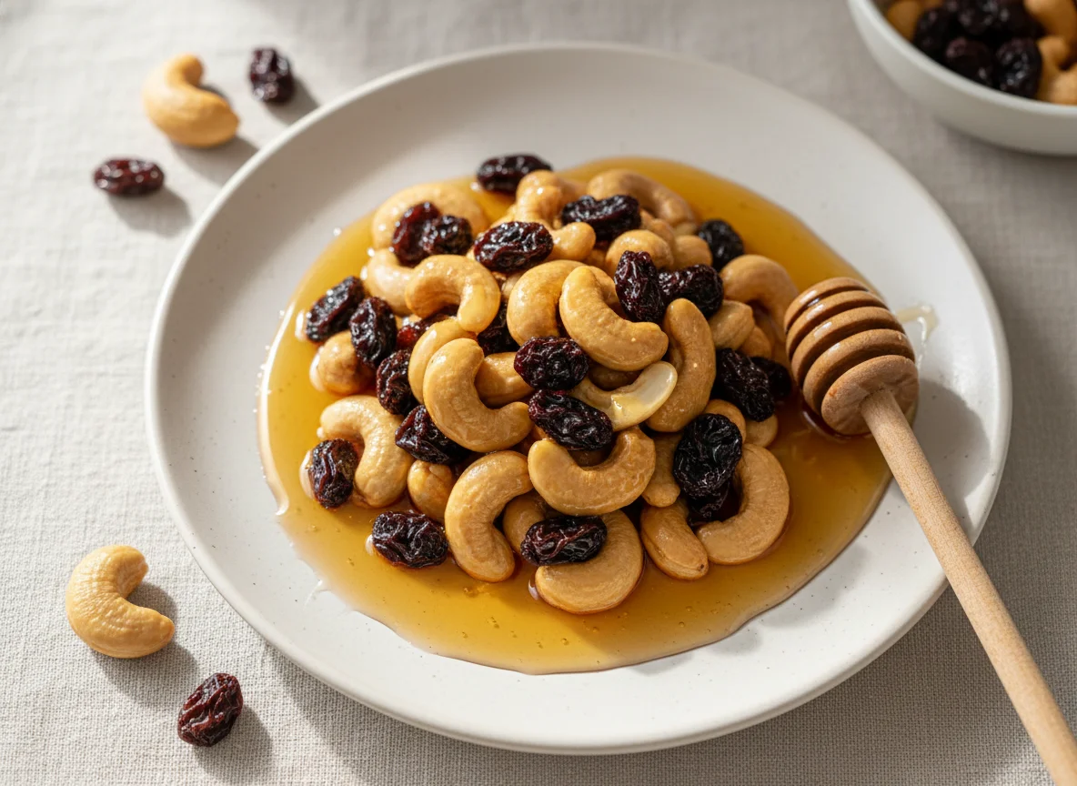 Cashews and Raisins in Honey photo