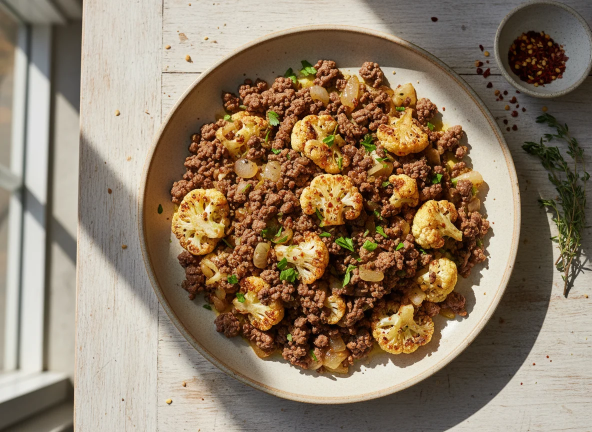 Cauliflower with Ground Meat photo