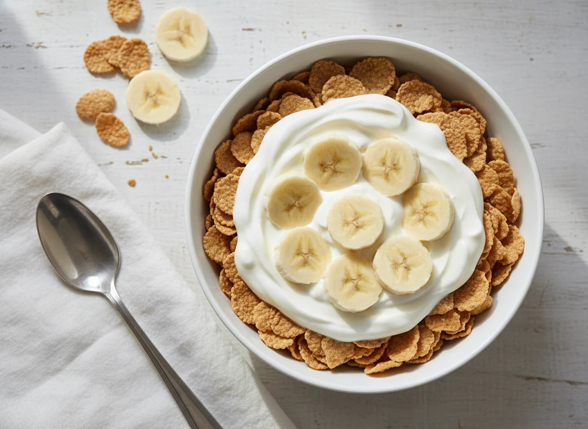 Cereal with Banana and Yogurt photo