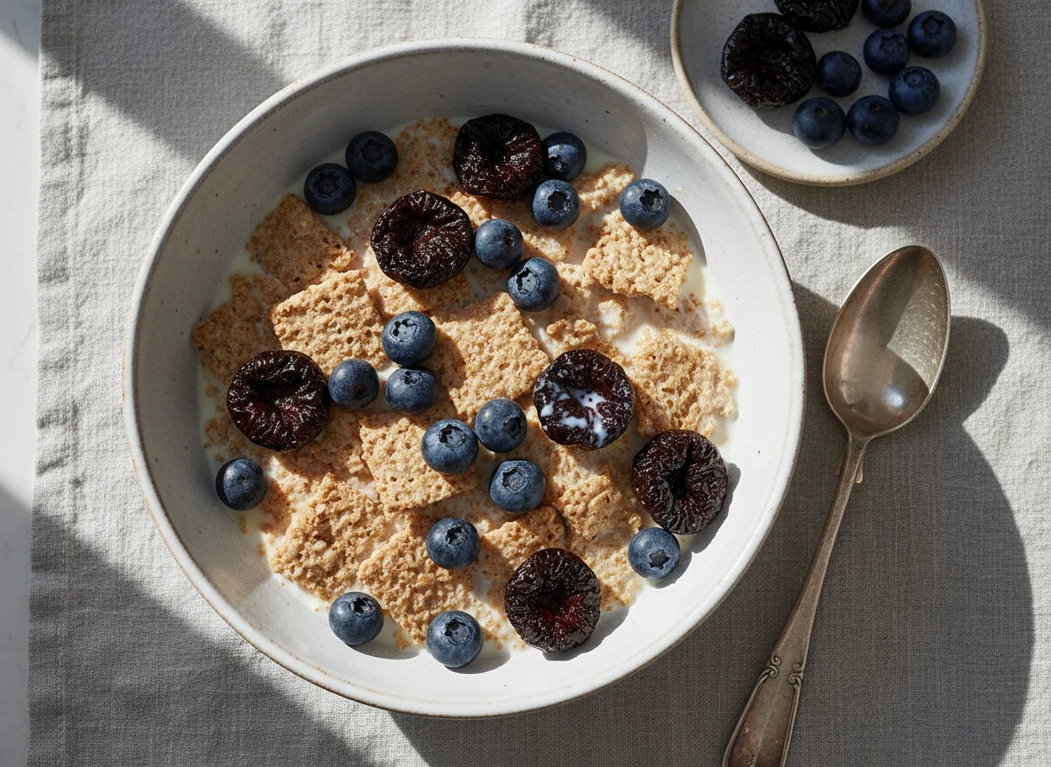 Cereal with Dried Plums and Blueberries photo