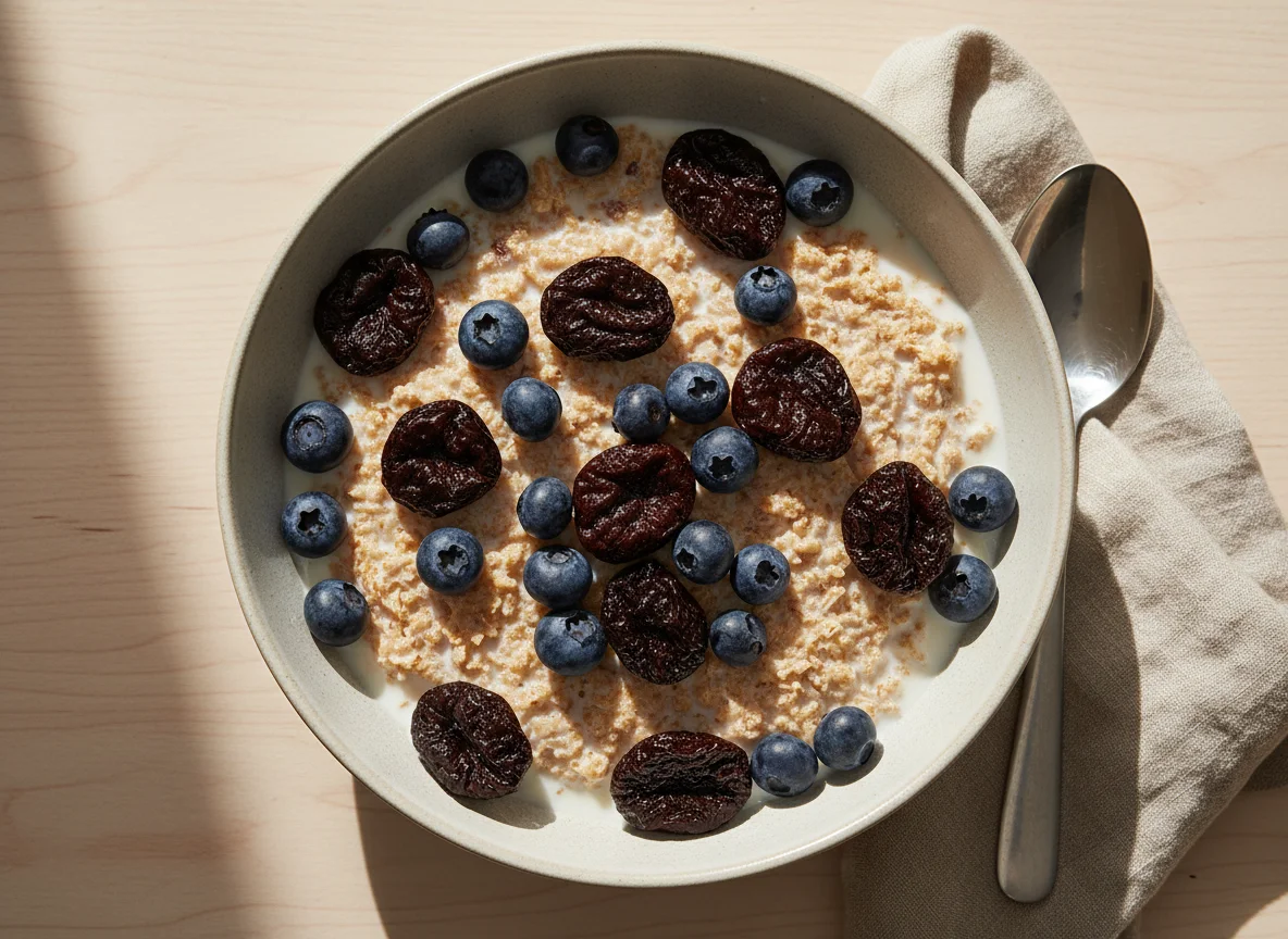 Cereal with Dried Prunes and Blueberries photo