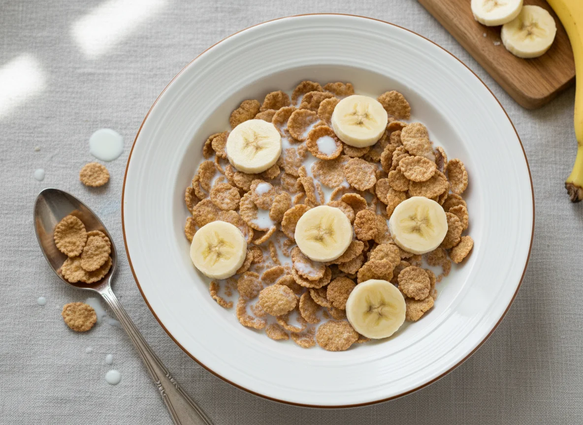 Cereal with Milk and Banana photo
