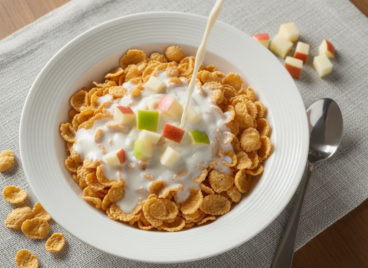 Cereal with Milk and Fruit photo