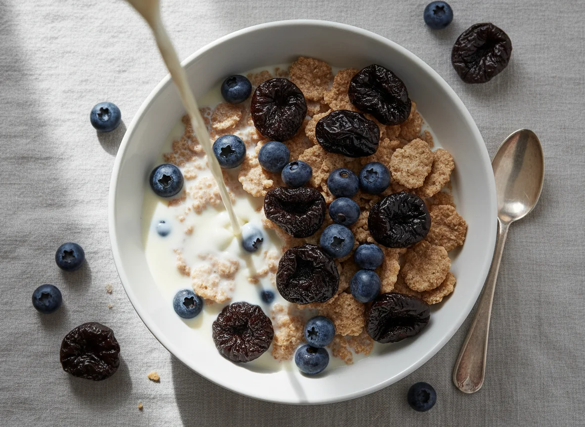 Cereal with Prunes and Blueberries photo