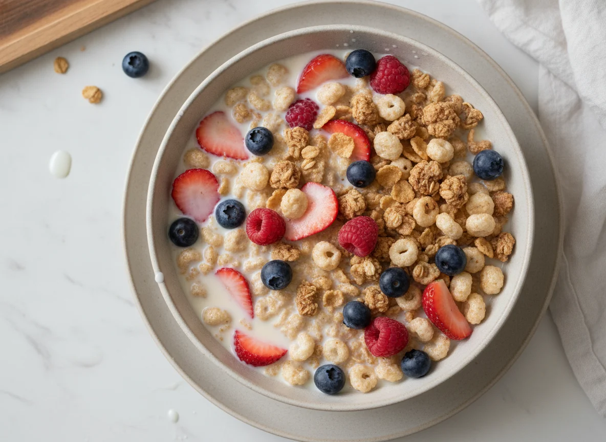 Cereal with Skim Milk and Berries photo