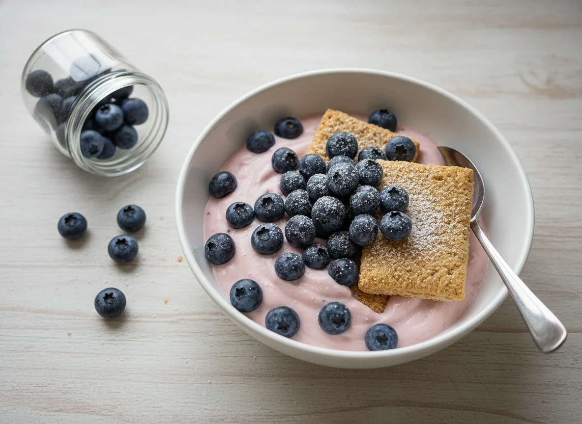 Cereal with Yoghurt and Blueberries photo