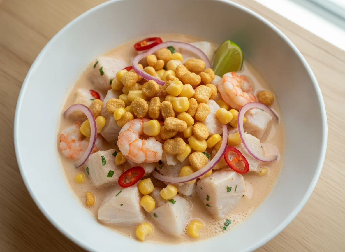 Ceviche with corn and shrimp photo