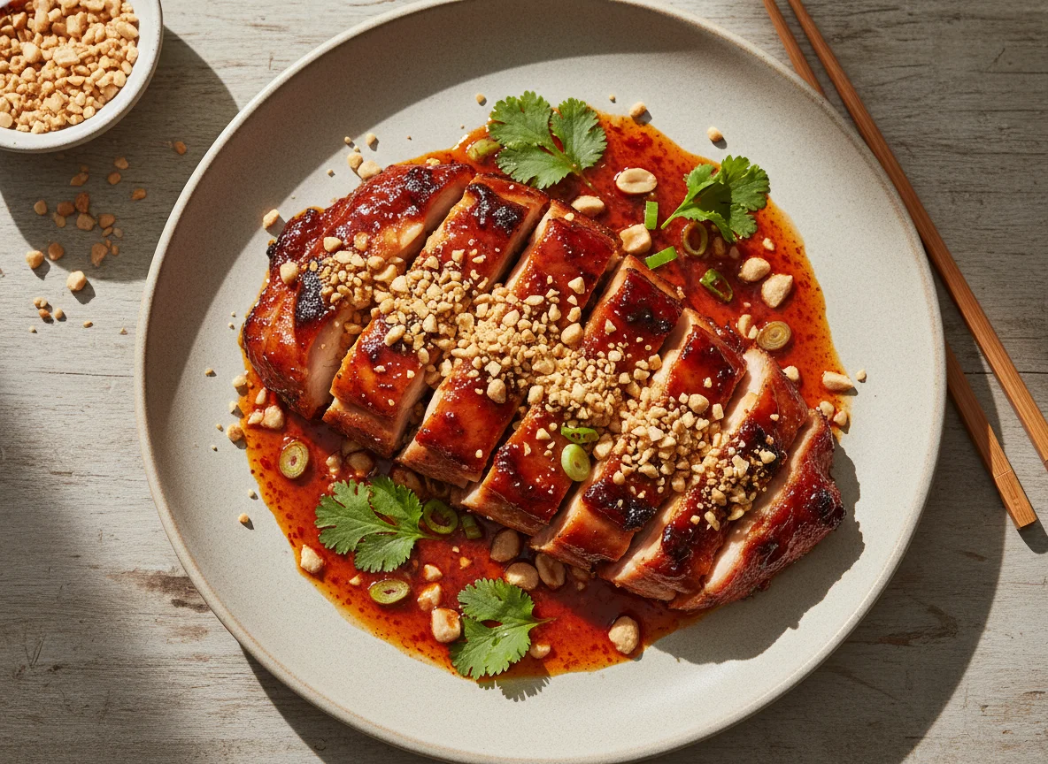Char Siew Chicken with Crushed Peanuts and Sauce photo