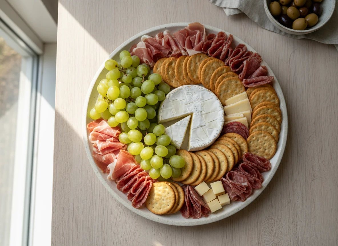 Charcuterie Board with Cheese and Grapes photo
