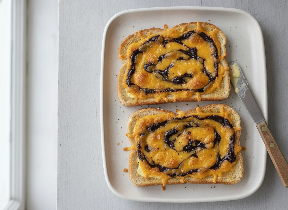 Cheese and Marmite on toast photo